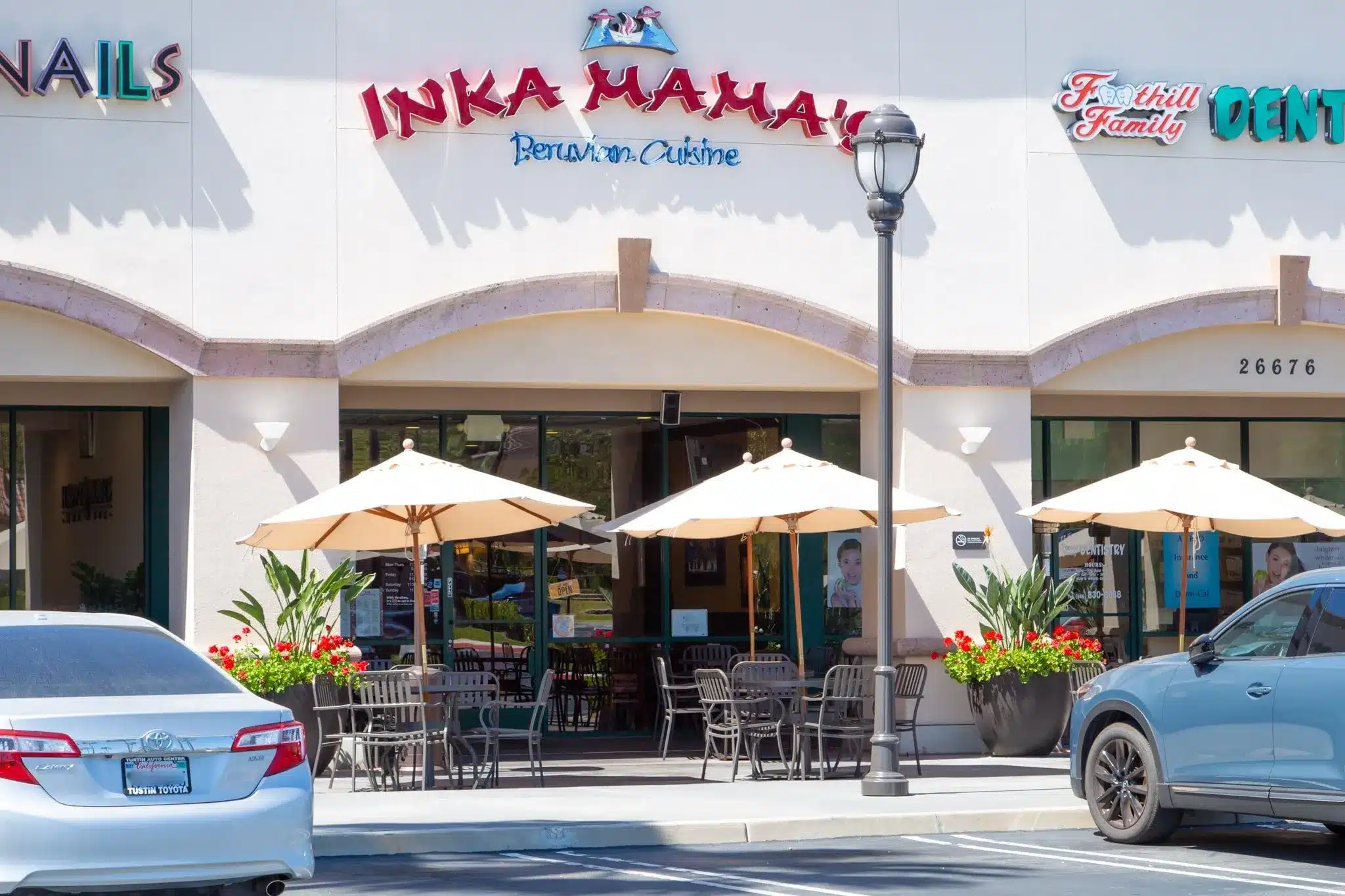Exterior view of award winning Peruvian restaurant Inka Mama&rsquo;s from the parking lot