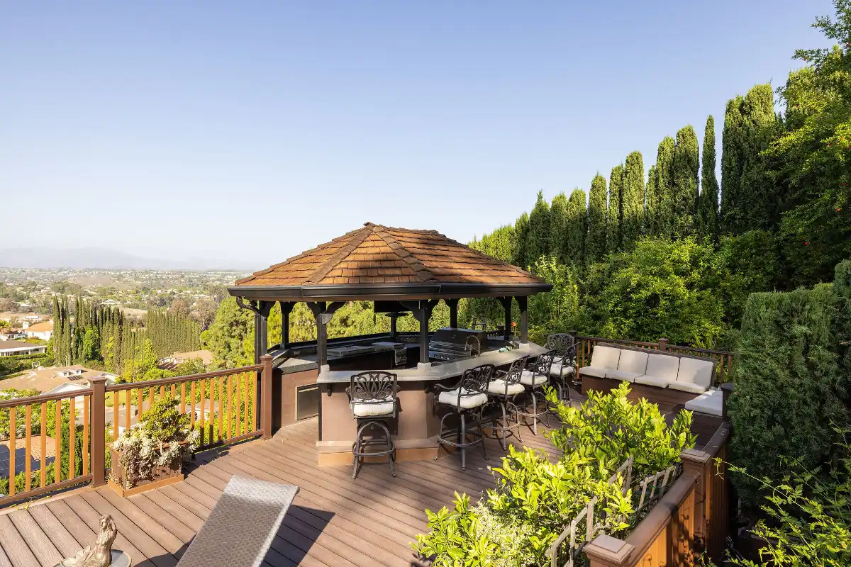 Backyard deck with big views above Laguna Hills for selling a home with top local best agents and closing costs for sellers