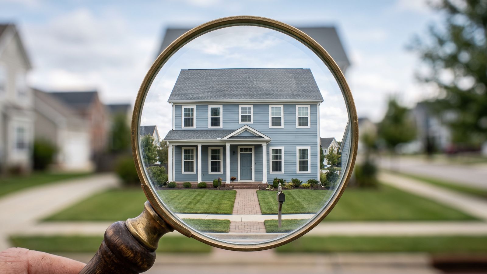 Magnifying glass held above a house, representing the home inspections every Orange County homebuyer should get.